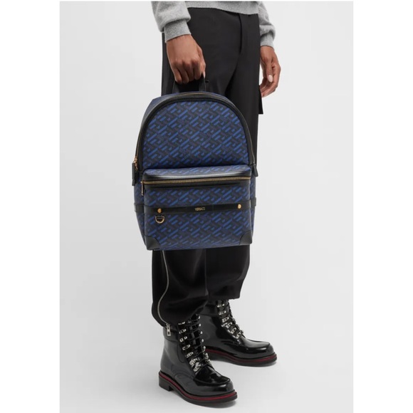 New! Versace Backpack with Signature La Greca Print and gold-tone hardware - Picture 3 of 6